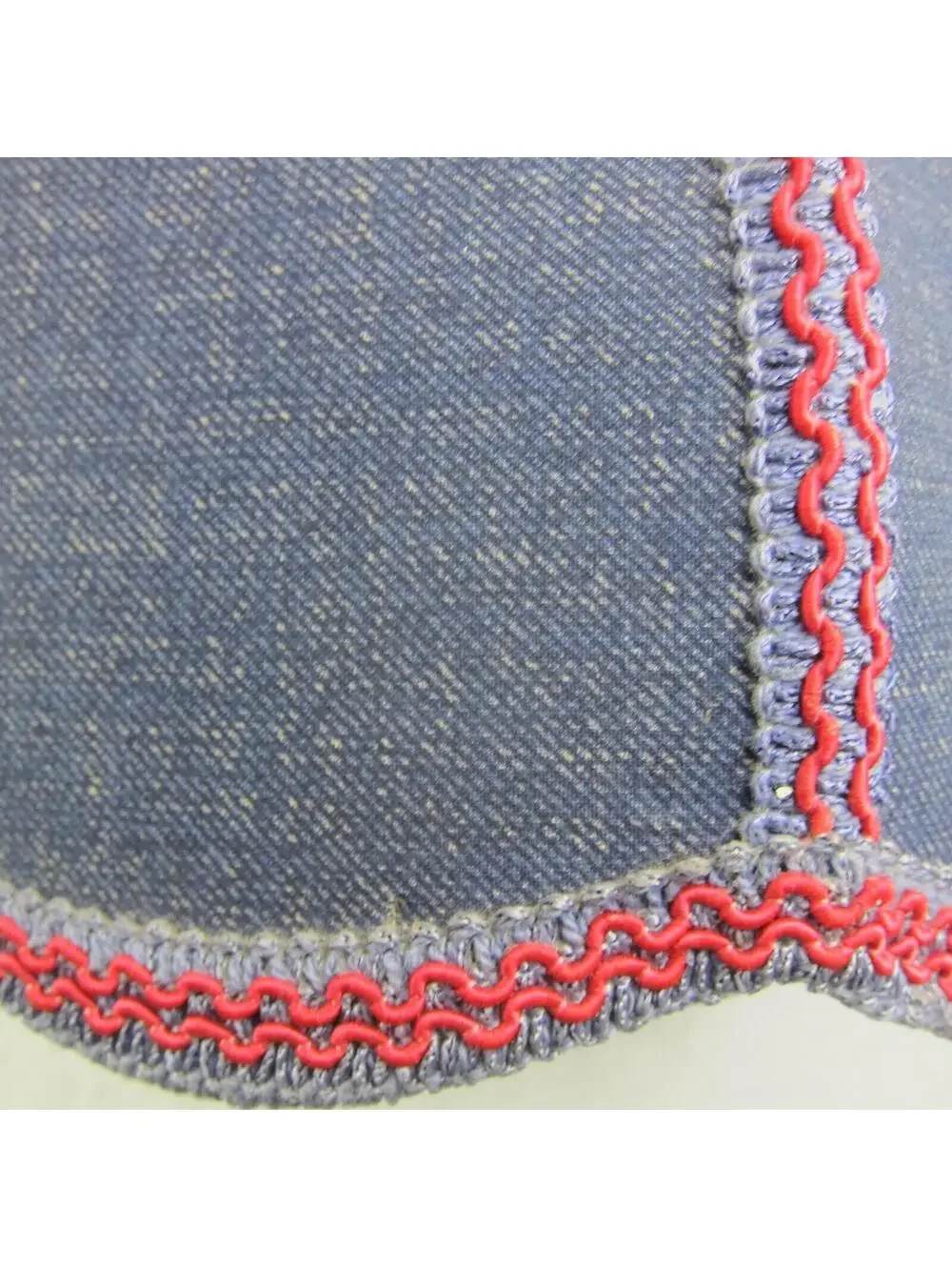 Vintage Country Table Lamp Blue & Red Denim Dome Clip On Shade Pillar WORKS